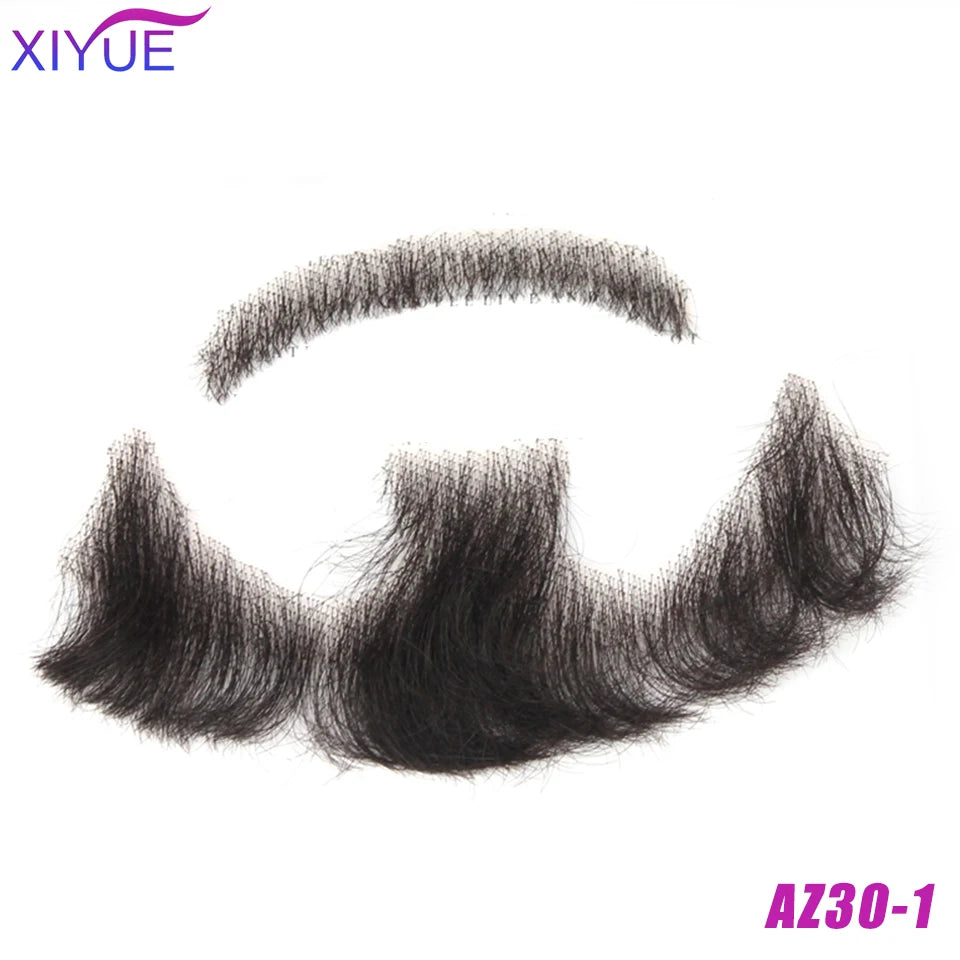 Handmade Real Hair Fake Beard and Moustache for Makeup and Party