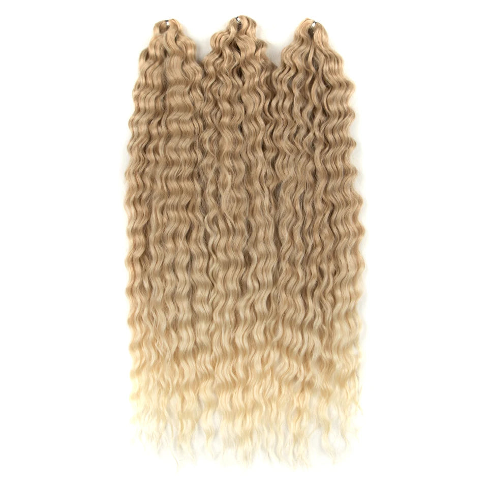 Synthetic Twist Crochet Curly Hair Water Wave Braid Ombre Blonde Brown Deep