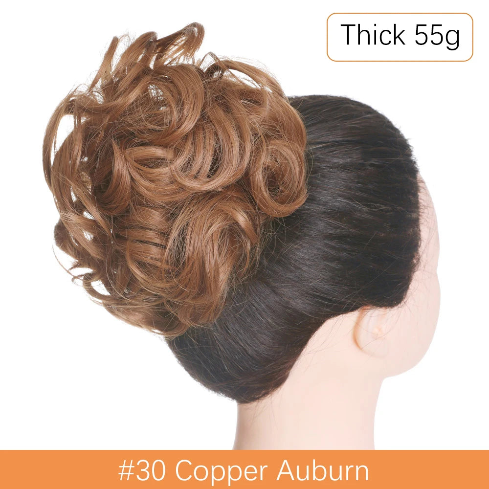 Synthetic Messy Bun Chignon Scrunchies, Wrap Curly Ponytail Hairpiece