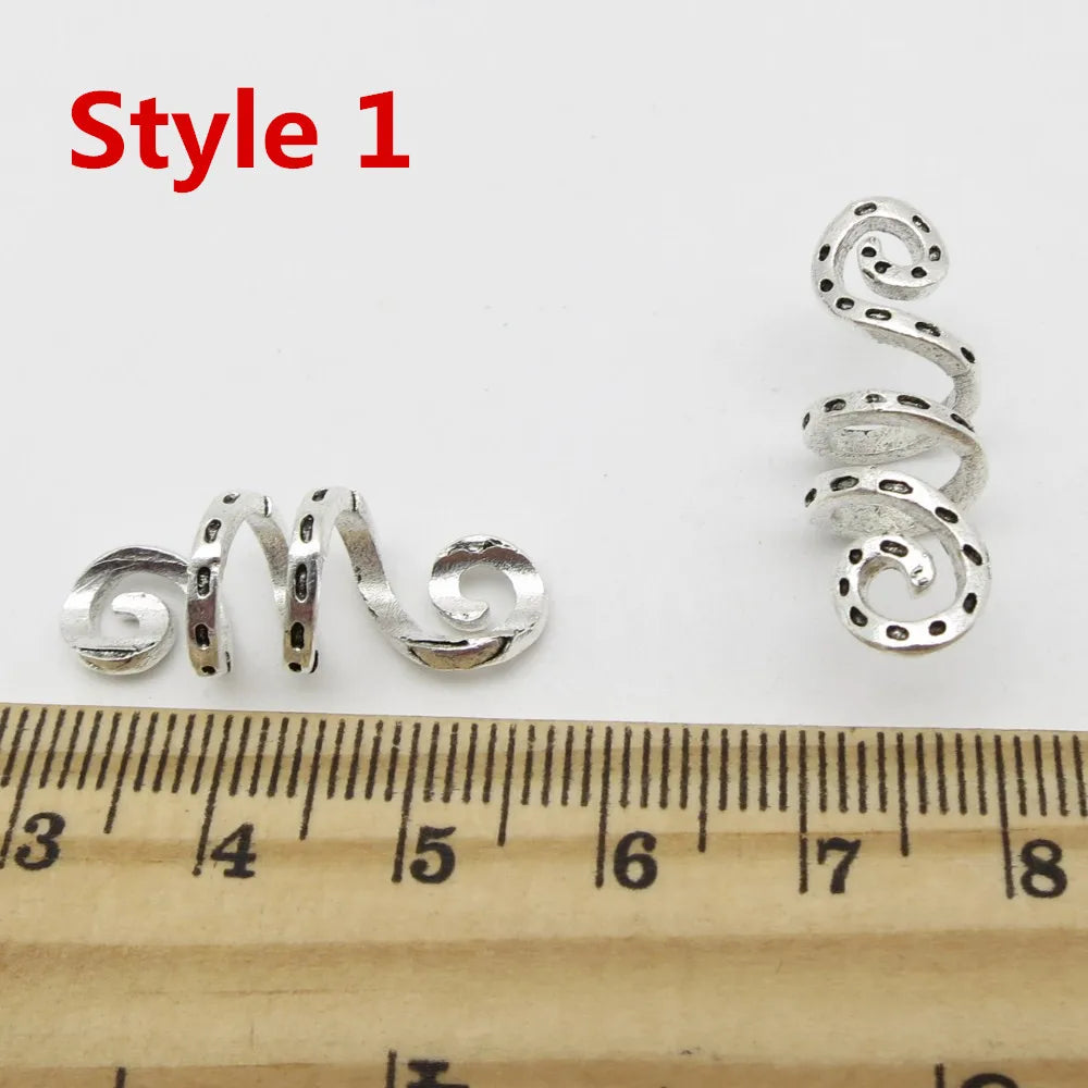Metal Silvery/golden Viking Spiral Hair Braid Dread Beard Dreadlock Beads Rings Tube