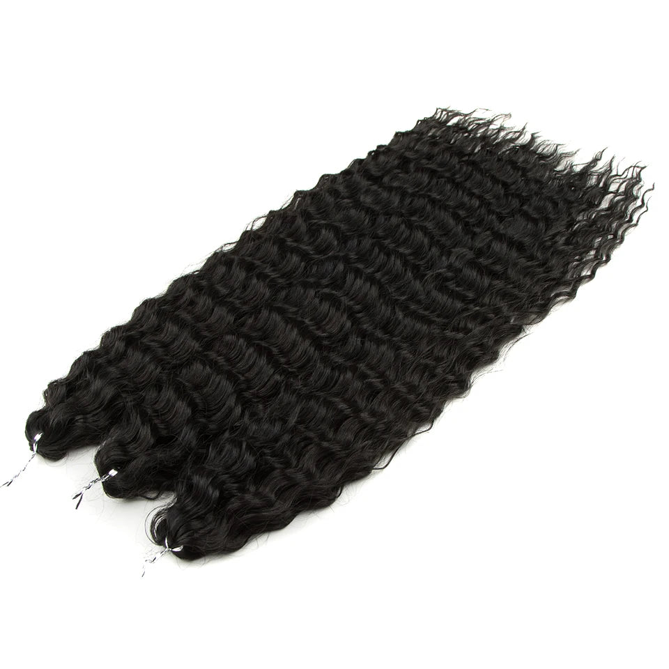 Synthetic Twist Crochet Curly Hair Water Wave Braid Ombre Blonde Brown Deep