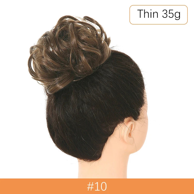 Synthetic Messy Bun Chignon Scrunchies, Wrap Curly Ponytail Hairpiece