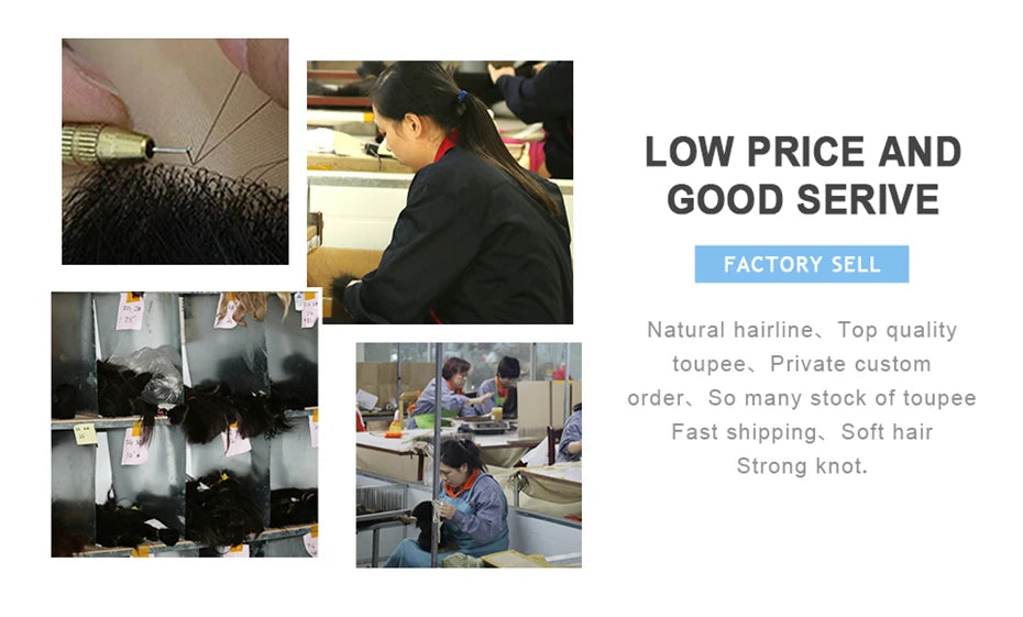 Human Hair Men's Wigs Skin PU Toupee Capillary Prosthesis Unit Replacement System