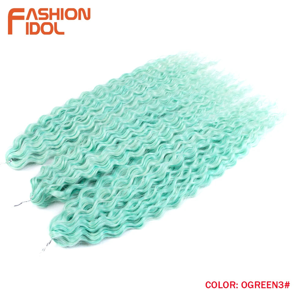 Synthetic Twist Crochet Curly Hair Water Wave Braid Ombre Blonde Brown Deep