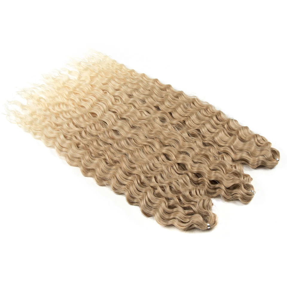 Synthetic Twist Crochet Curly Hair Water Wave Braid Ombre Blonde Brown Deep