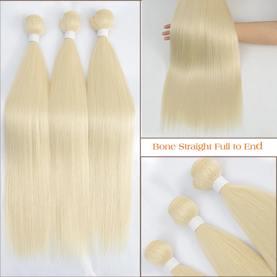 Orange Bone Straight Hair Bundles 24-32 Natural Weaving Bio Synthetic Bug Fancy