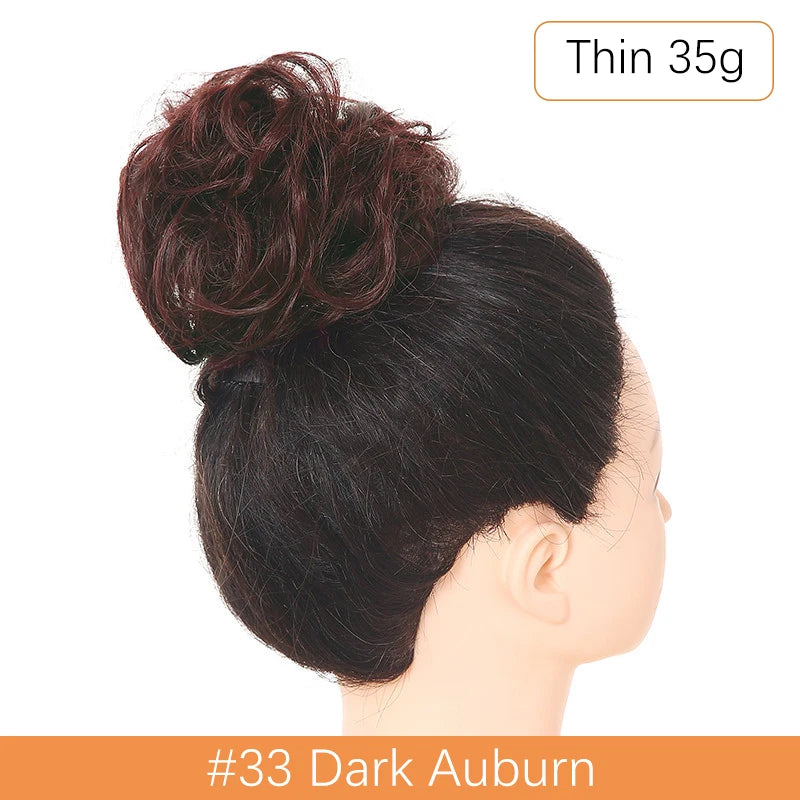 Synthetic Messy Bun Chignon Scrunchies, Wrap Curly Ponytail Hairpiece