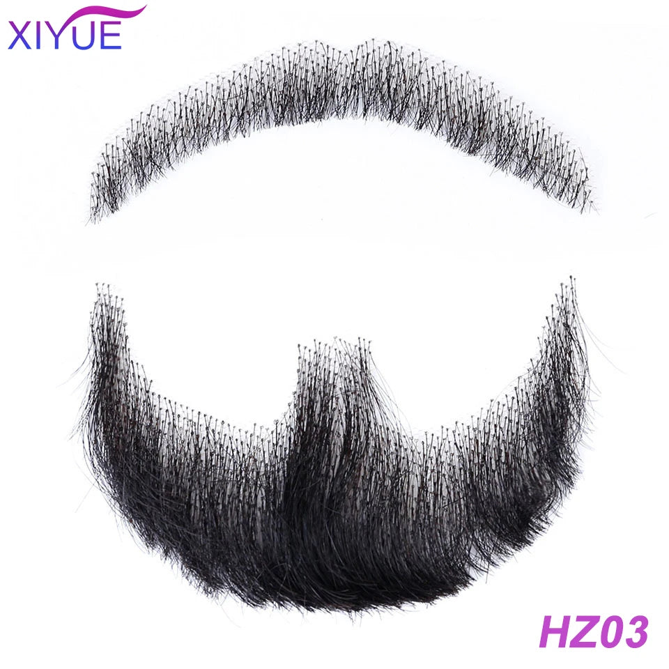 Handmade Real Hair Fake Beard and Moustache for Makeup and Party