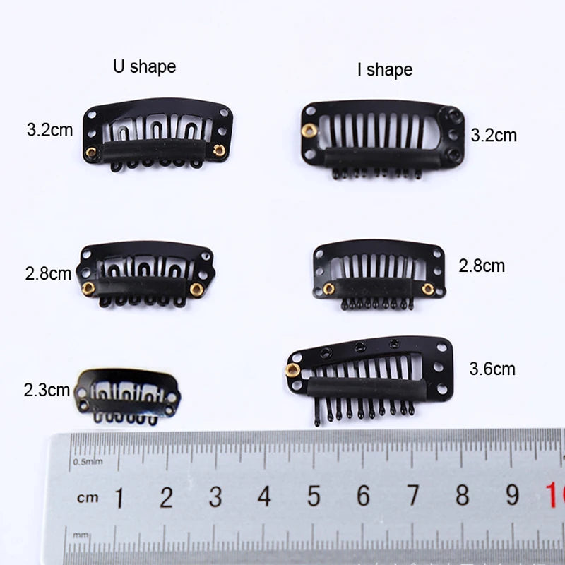 2.3cm-3.6cm Black Brown Color Wig Clips Snap Hair Extension Weft Pp Hairpins