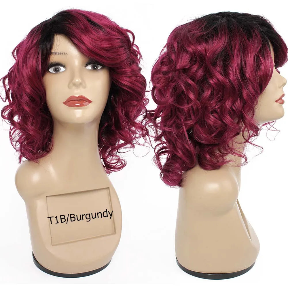 Short Full Wig, 100% Human Hair Body Wave Romance Curl Loose Style