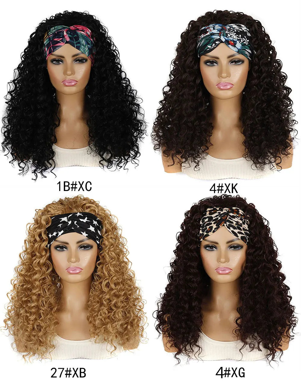 Synthetic Deep Curly Wigs Headband Wig Female Black/613/27/99J Blonde Wig Women Headband Wigs