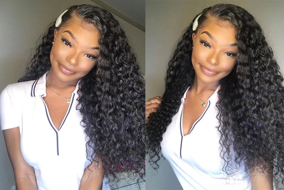 250% Density HD Deep Wave 13x6 Lace Front Human Hair Wig, 30-46 Inch, Wet and Wavy