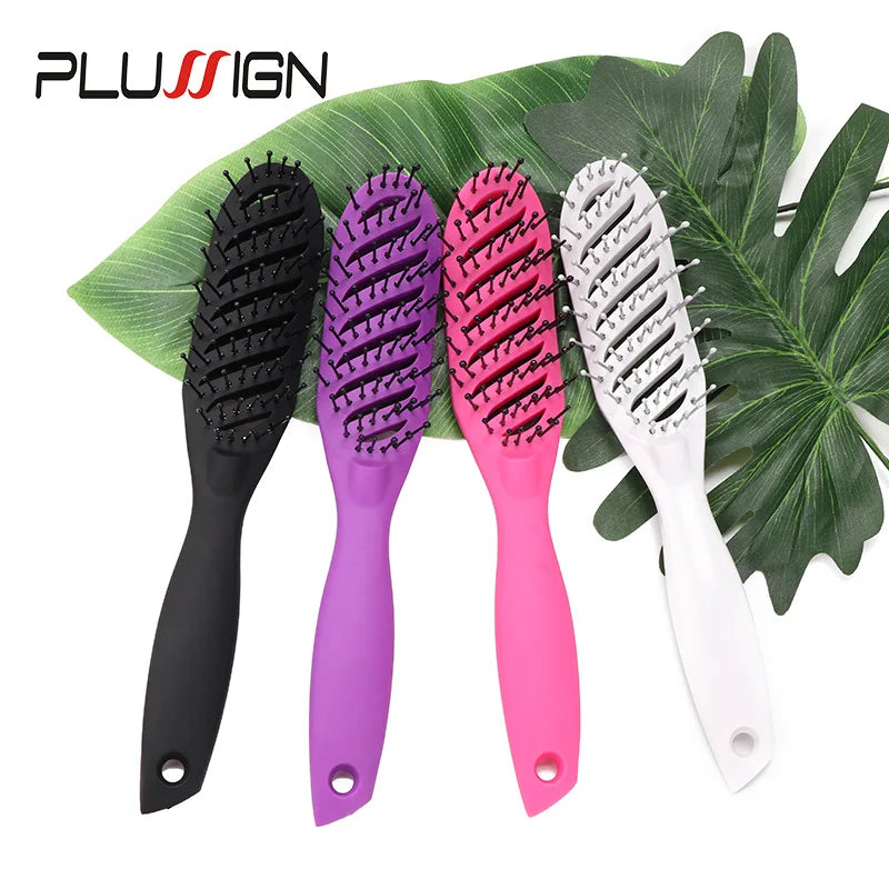 Styling Curly Hair Brush Salon Massager Comb Detangling Drying Anti Static Curved