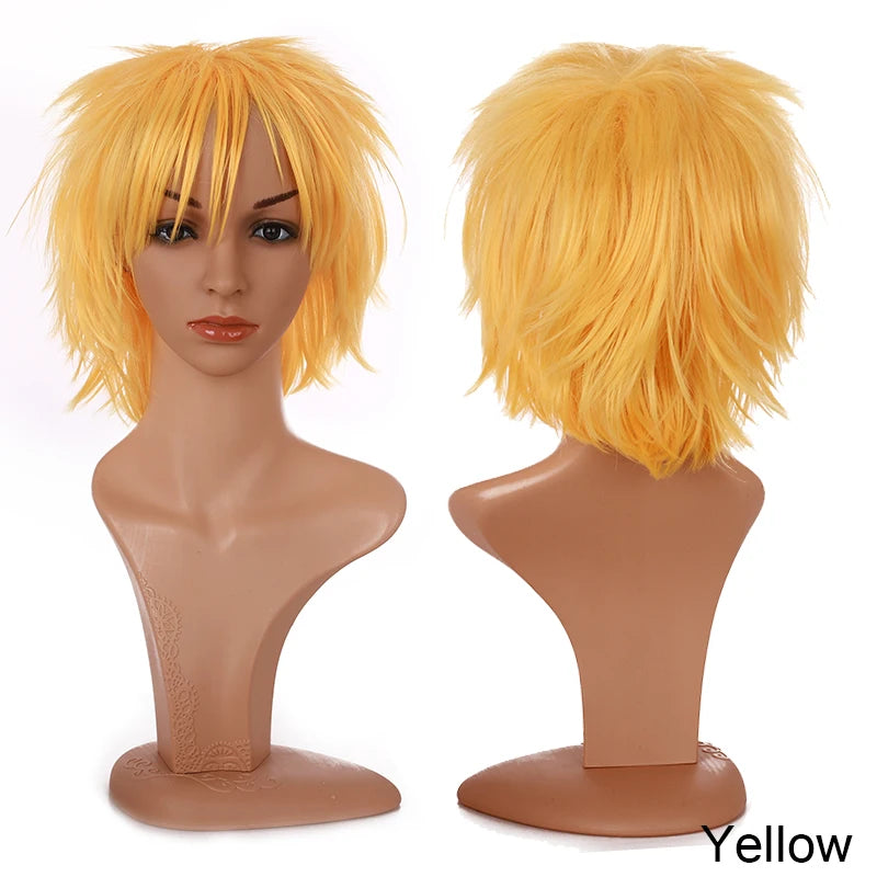 Synthetic Wig Cosplay White Red Green Blue Pink Yellow Hair Short Layer