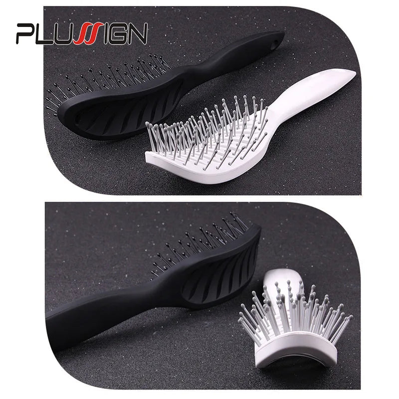 Styling Curly Hair Brush Salon Massager Comb Detangling Drying Anti Static Curved