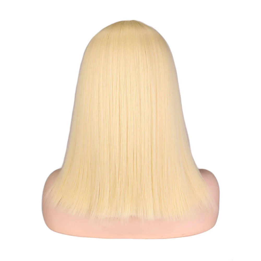 Short Bob Wig Straight White Cosplay Party Costume Temperature Fiber Synthetic Hair