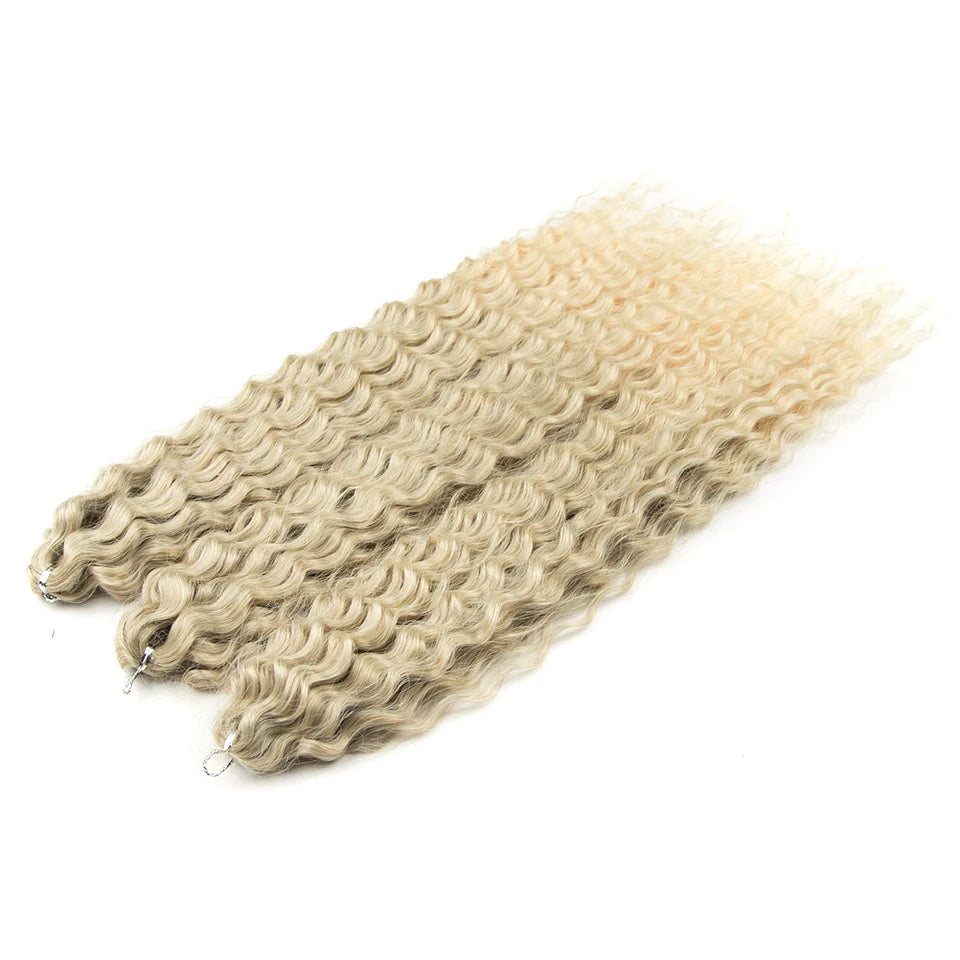 Synthetic Twist Crochet Curly Hair Water Wave Braid Ombre Blonde Brown Deep