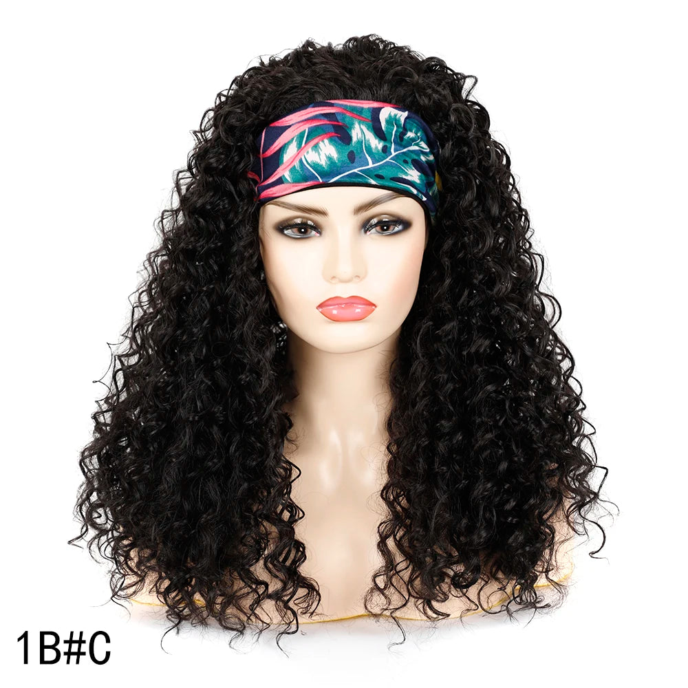 Synthetic Deep Curly Wigs Headband Wig Female Black/613/27/99J Blonde Wig Women Headband Wigs