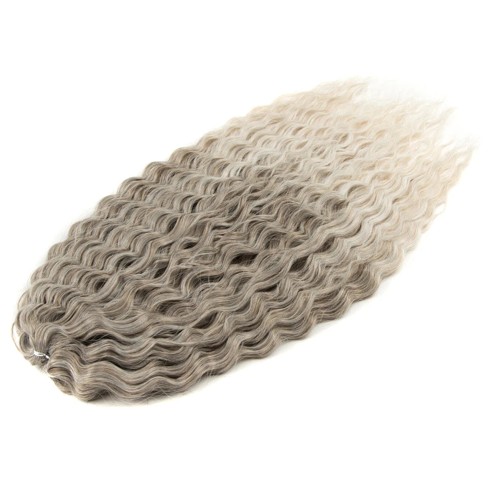 Synthetic Twist Crochet Curly Hair Water Wave Braid Ombre Blonde Brown Deep