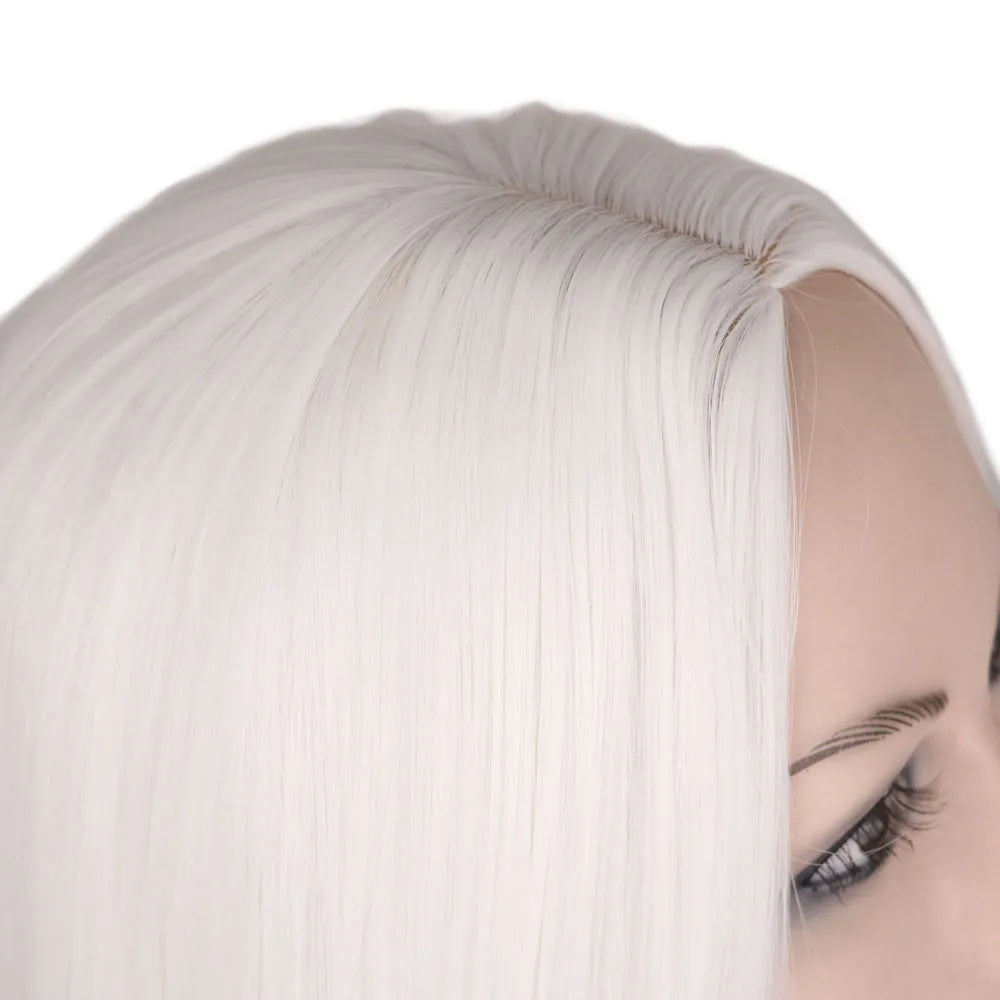 Short Bob Wig Straight White Cosplay Party Costume Temperature Fiber Synthetic Hair