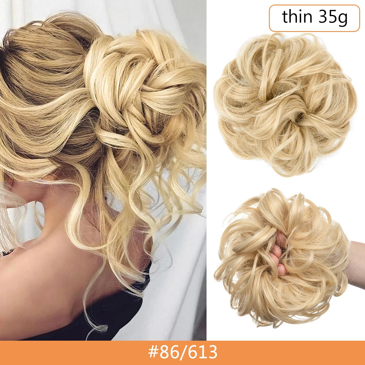 Synthetic Messy Bun Chignon Scrunchies, Wrap Curly Ponytail Hairpiece