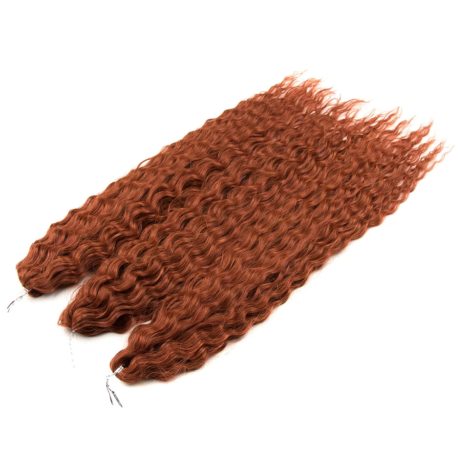 Synthetic Twist Crochet Curly Hair Water Wave Braid Ombre Blonde Brown Deep