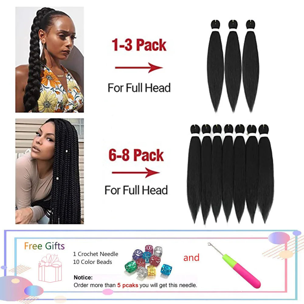 16/20/22/26/30/42 Braiding Hair Pre Stretched Long Boho Knotless Braids Synthetic Box Extension