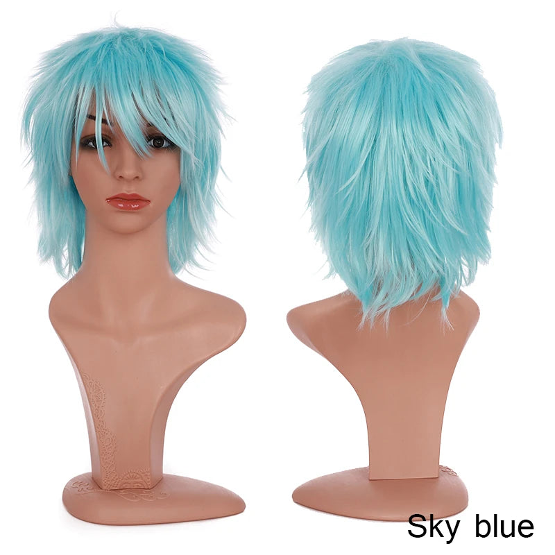 Synthetic Wig Cosplay White Red Green Blue Pink Yellow Hair Short Layer
