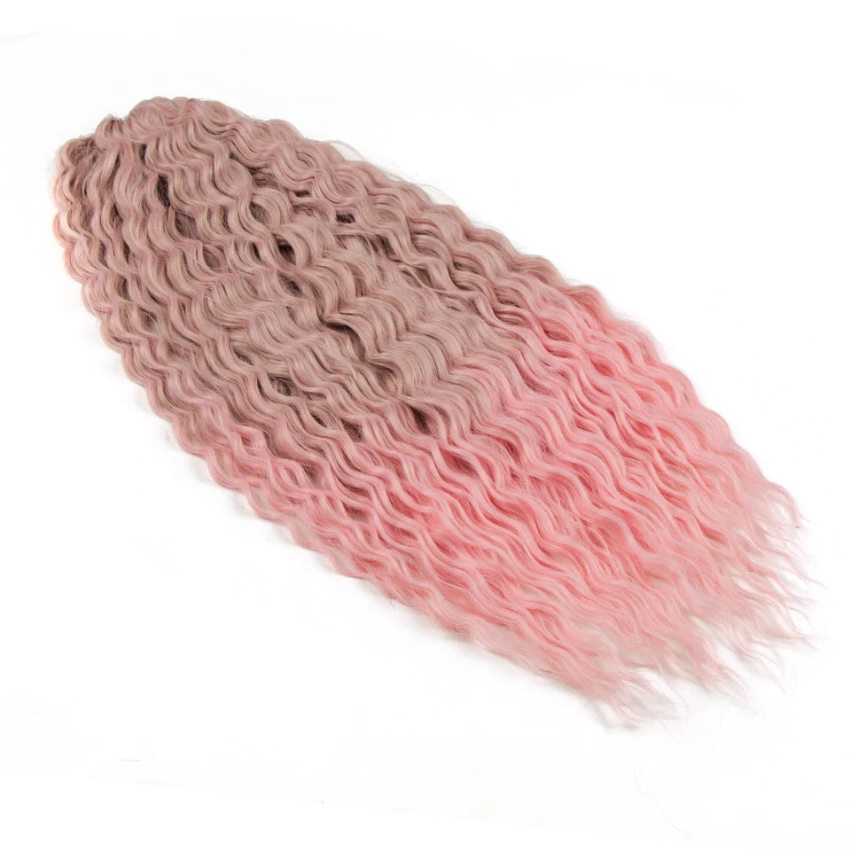 Synthetic Twist Crochet Curly Hair Water Wave Braid Ombre Blonde Brown Deep