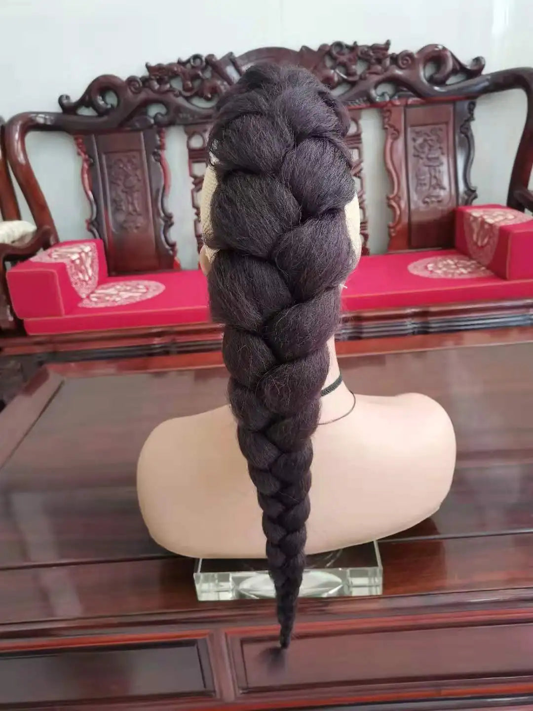 Synthetic Braided Ponytail Hair Extensions Long Length Braids Clip in Hairpieces To