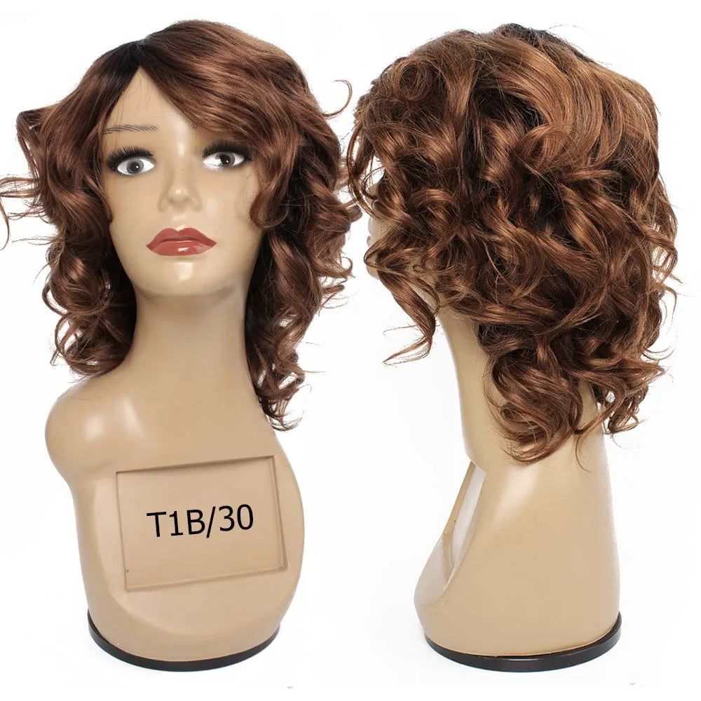Short Full Wig, 100% Human Hair Body Wave Romance Curl Loose Style