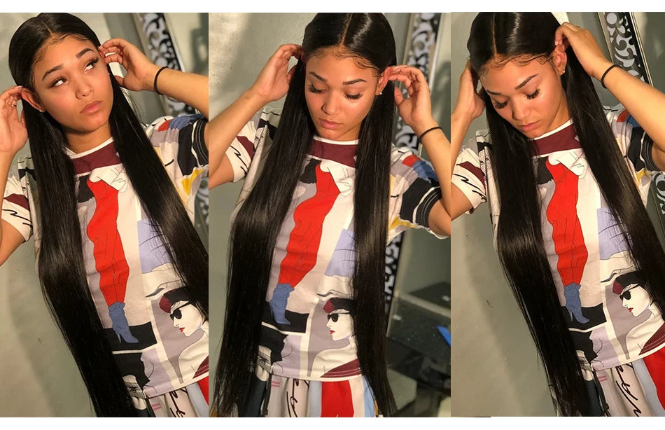 Wear Go Glueless Human Hair Wigs Pre Plucked Brazilian Straight, 13x4 HD
