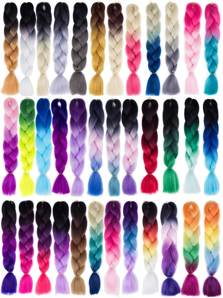 Rainbow Weaving Hair Extensions Synthetic Professional Large Color