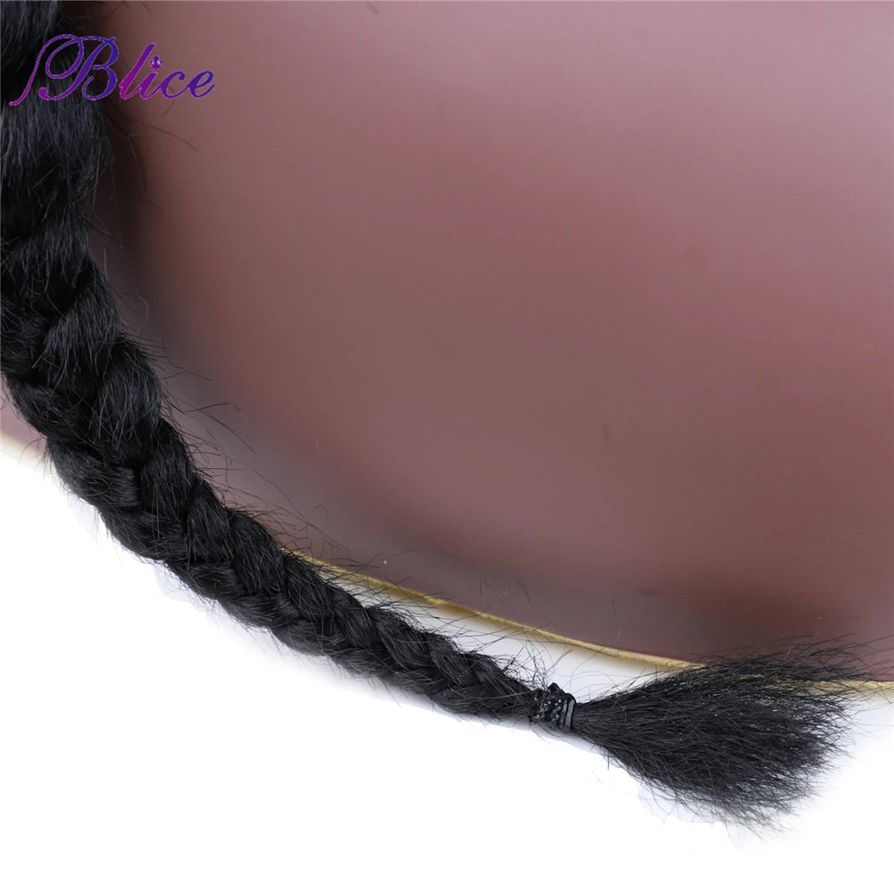 Synthetic Braided Ponytail Hair Extensions Long Length Braids Clip in Hairpieces To