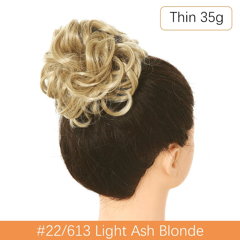 Synthetic Messy Bun Chignon Scrunchies, Wrap Curly Ponytail Hairpiece
