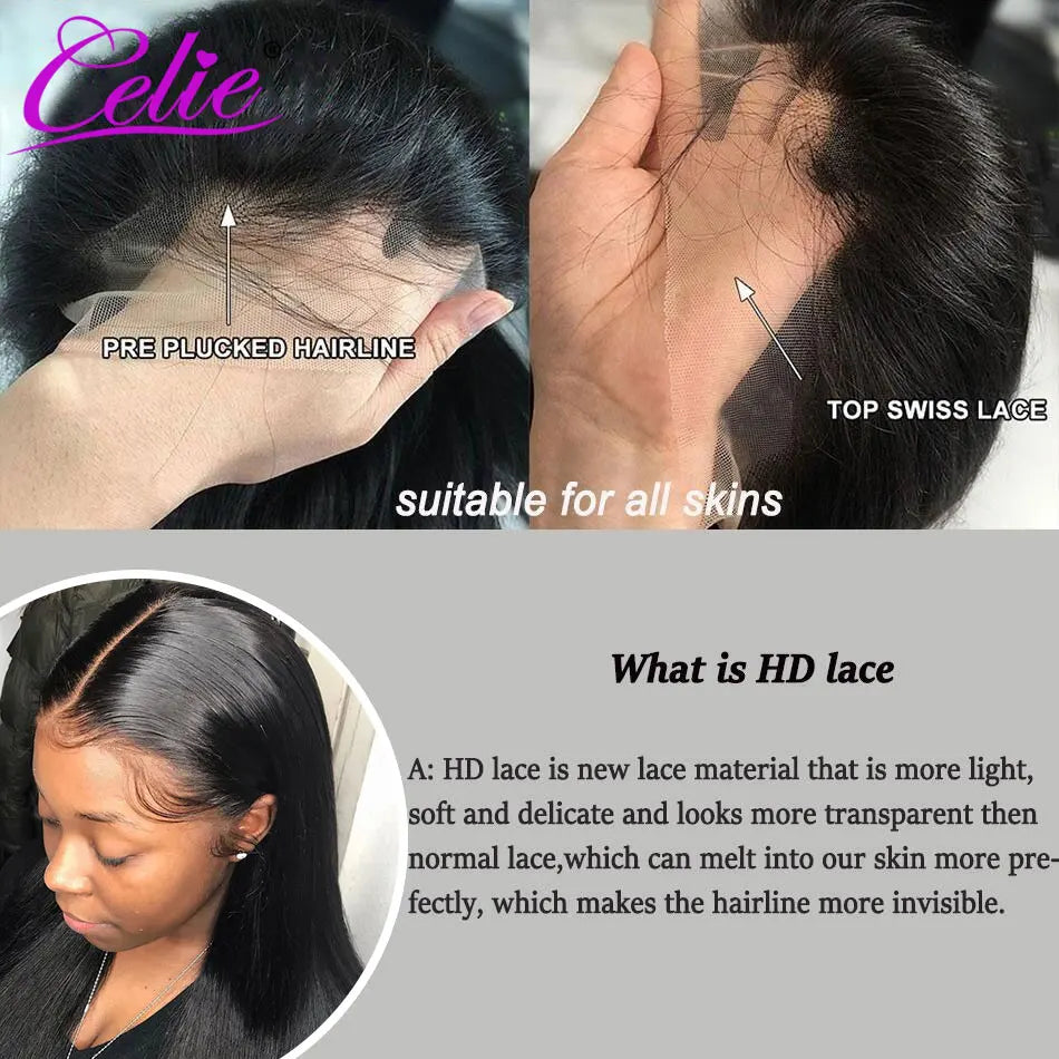 Straight Lace Front Wigs, 5x5 Closure Ready To Go Human Hair HD