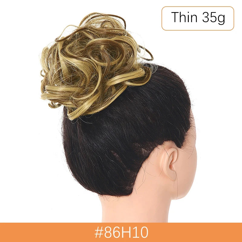 Synthetic Messy Bun Chignon Scrunchies, Wrap Curly Ponytail Hairpiece