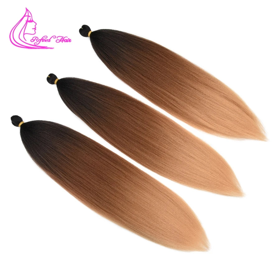 Pre Stretched Ez Braid Synthetic Ombre Brown Light Braids Extensions Senegal Twist
