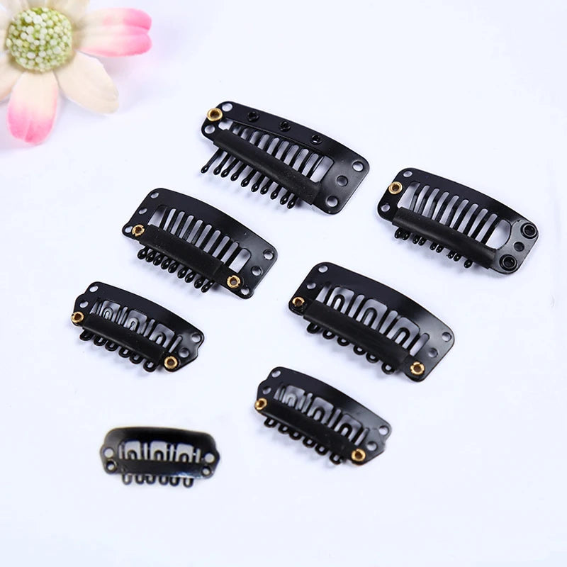 2.3cm-3.6cm Black Brown Color Wig Clips Snap Hair Extension Weft Pp Hairpins