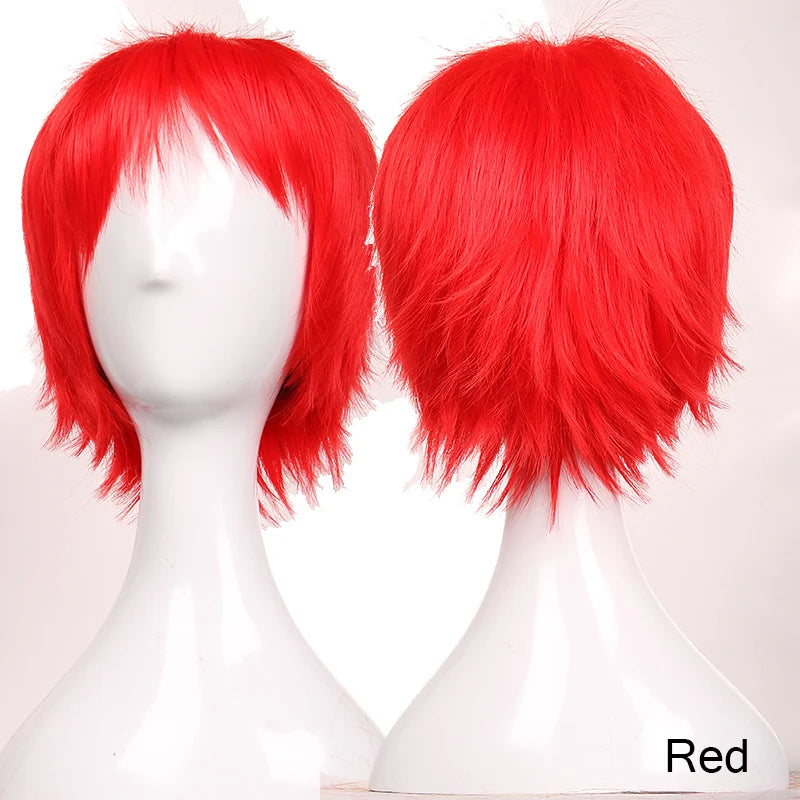 Synthetic Wig Cosplay White Red Green Blue Pink Yellow Hair Short Layer