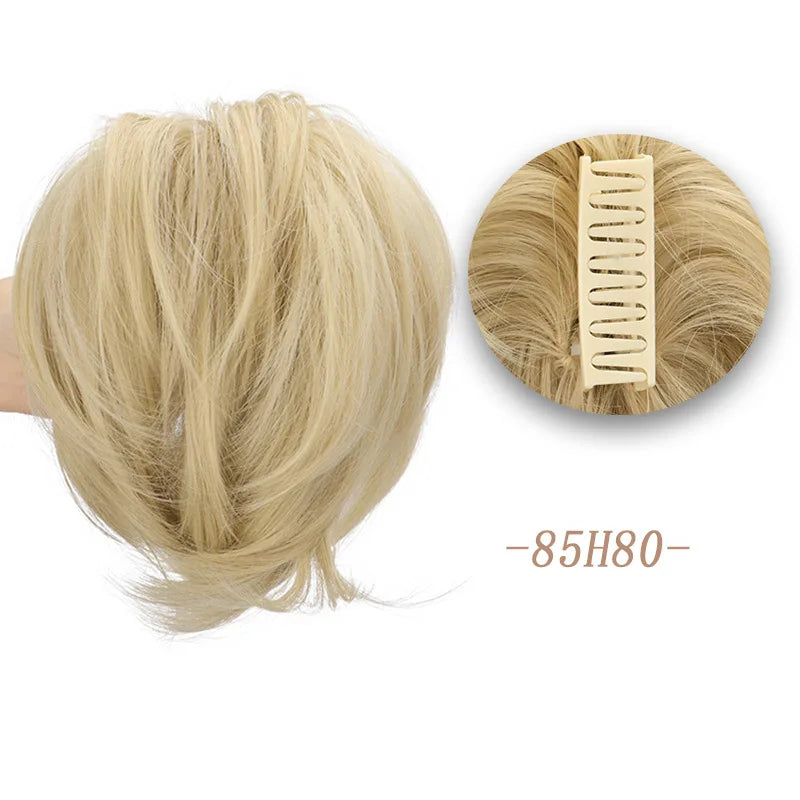Synthetic Fake Hair Ponytail 8" Short Multi Layered Straight Claw On Clip
