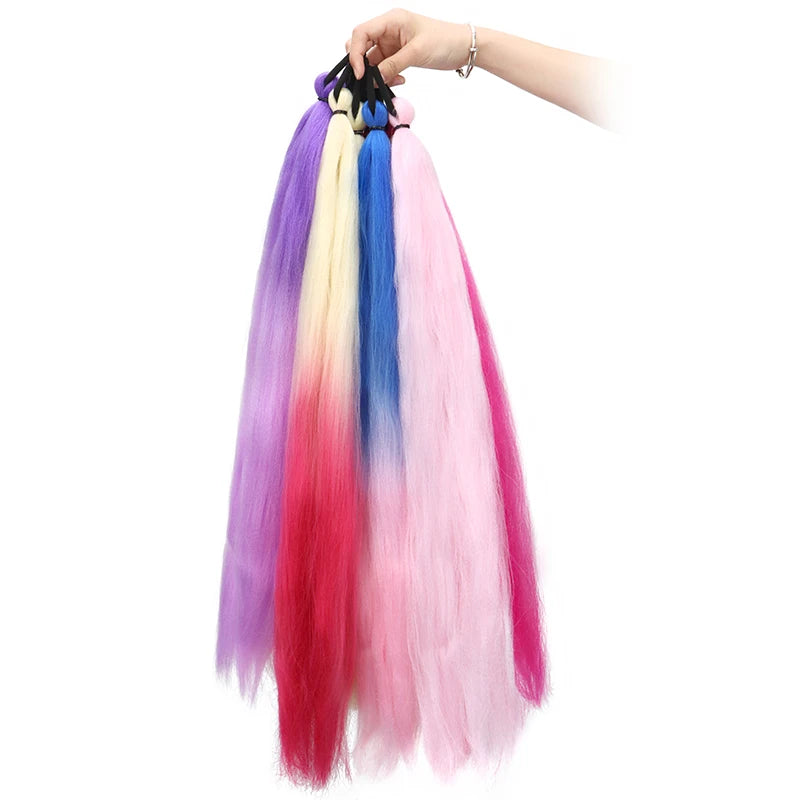 Synthetic 26Inch Long Straight Ponytail Elastic Hair Colorful Braiding Extensions Accessories
