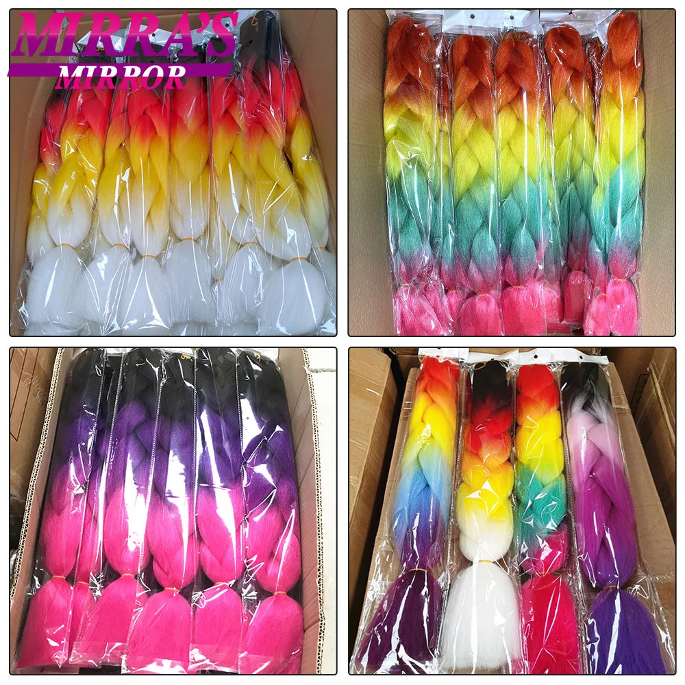 Ombre Jumbo Braiding Hair, Synthetic, 24 Inch, 6-Pack