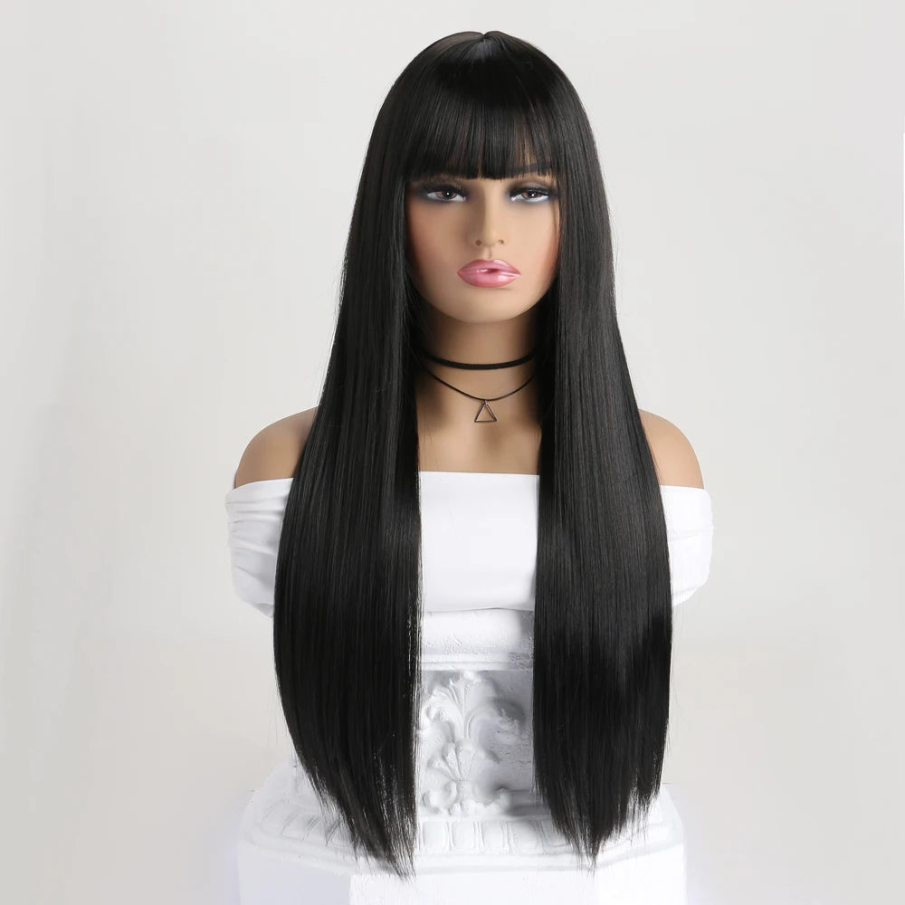 26 Inch Long Straight Synthetic Wig for Halloween Cosplay, High-Temperature Fibre