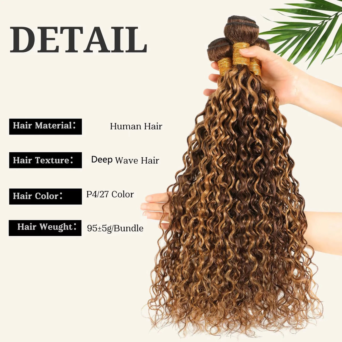 Honey Blonde Highlight Deep Wave Bundles P4/27 Ombre Single Wet Wavy Human