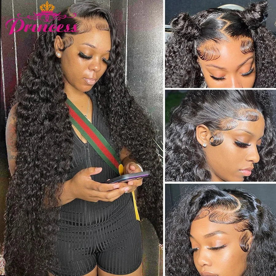 13x4/13x6 HD Transparent Lace Front Human Hair Deep Wave Wig, Pre-Plucked Brazilian, with Baby Hair