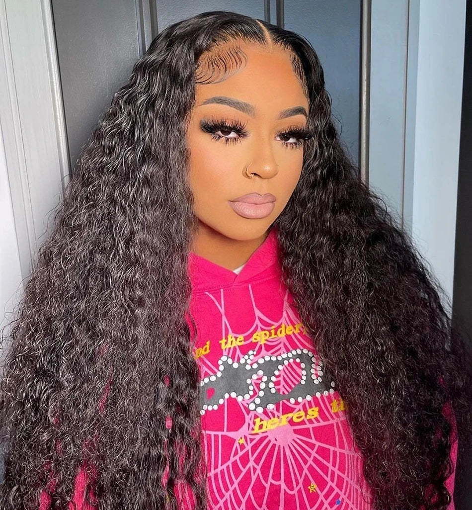 13x6 HD Transparent Lace Front Human Hair Wigs Raw Indian Water Curly