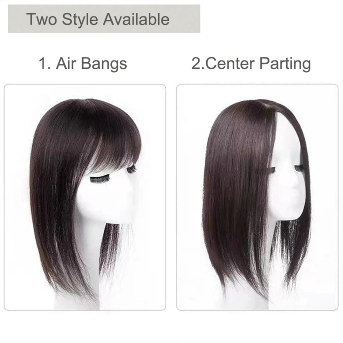 Full Hand Tied Topper Bangs Real Remy Human Hair 12x14cm Silk Top
