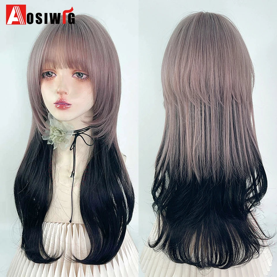 Blonde Twin Ponytail Princess Cut Natural Short Hair Synthetic Wigs Bangs Heat