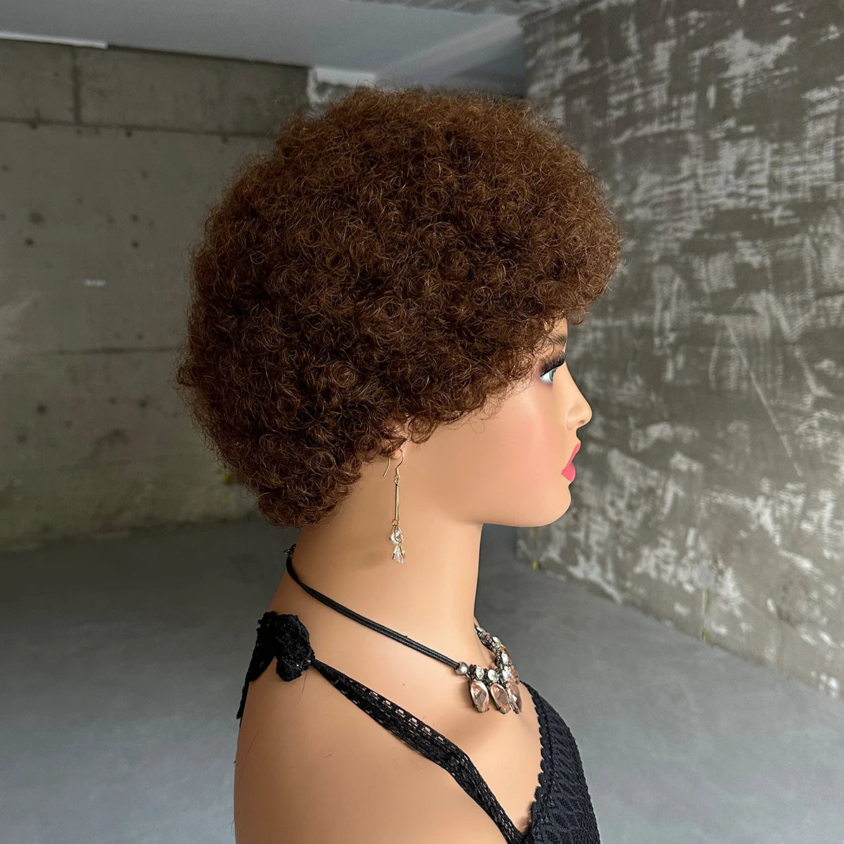 Short Afro Kinky Curly Wigs Human Hair Brazilian Full Machine Made